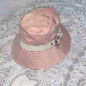 Coach Leather Trim Pink White Bucket Hat Summer